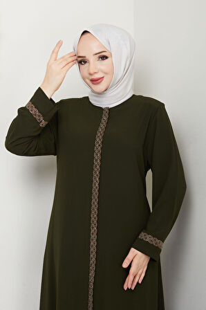 Gündelik Hac Ve Umrelik Nakış Ve Taş Detaylı Ferace