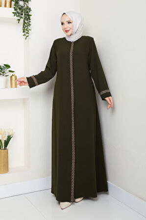 Gündelik Hac Ve Umrelik Nakış Ve Taş Detaylı Ferace