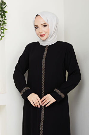 Gündelik Hac Ve Umrelik Nakış Ve Taş Detaylı Ferace