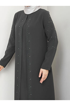 Yelpaze Taşlı Büyük Beden Anne Elbisesi