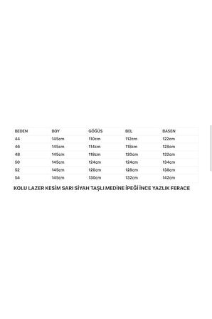 Kolu Lazer Kesimli Taşlı Medine Ipeği Yazlık Ferace