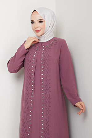 Papatya Taşlı Büyük Beden Anne Elbisesi