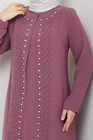 Papatya Taşlı Büyük Beden Anne Elbisesi