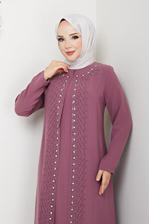 Papatya Taşlı Büyük Beden Anne Elbisesi