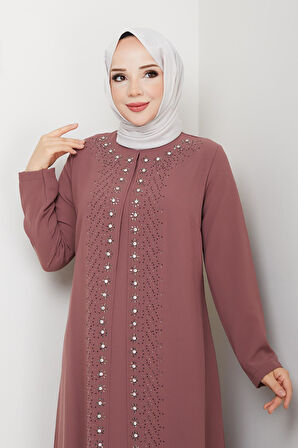 Papatya Taşlı Büyük Beden Anne Elbisesi