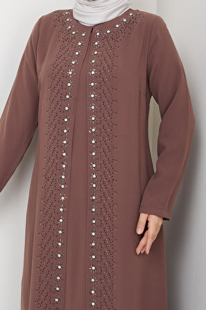 Papatya Taşlı Büyük Beden Anne Elbisesi