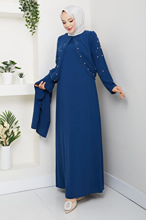 Büyük Beden Tam Boy Pelerinli Anne Elbisesi