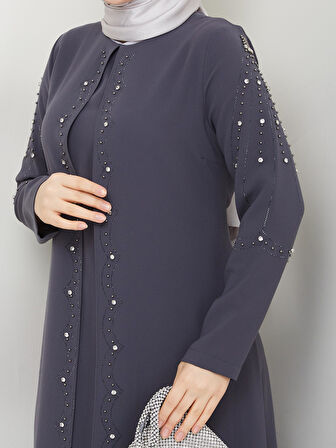 Büyük Beden Tam Boy Pelerinli Anne Elbisesi