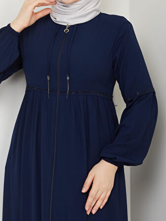 Gündelik Hac Ve Umrelik Kolu Ve Beli Büzgü Ve Taş Detaylı Ferace