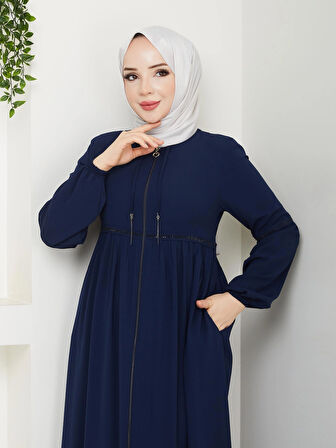 Gündelik Hac Ve Umrelik Kolu Ve Beli Büzgü Ve Taş Detaylı Ferace