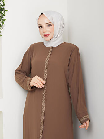 Gündelik Hac Ve Umrelik Nakış Ve Taş Detaylı Ferace