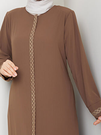 Gündelik Hac Ve Umrelik Nakış Ve Taş Detaylı Ferace