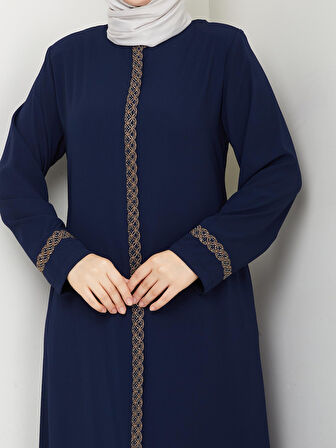 Gündelik Hac Ve Umrelik Nakış Ve Taş Detaylı Ferace