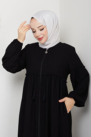 Gündelik Hac Ve Umrelik Büzgülü Bağcıklı Ferace