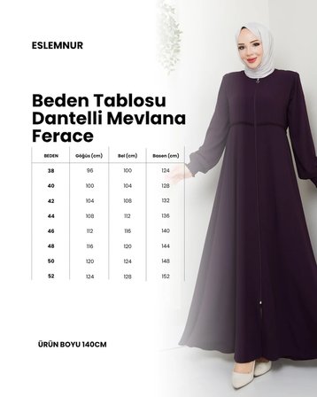 Gündelik Hac Ve Umrelik Mevlana Ortası Işlemeli Ferace
