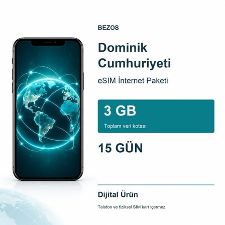 Dominik Cumhuriyeti eSIM İnternet Paketi 3 GB 15 Gün