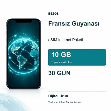 Fransız Guyanası eSIM İnternet Paketi 10 GB 30 Gün