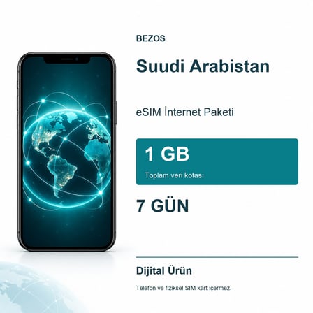 Suudi Arabistan eSIM İnternet Paketi 1 GB 7 Gün