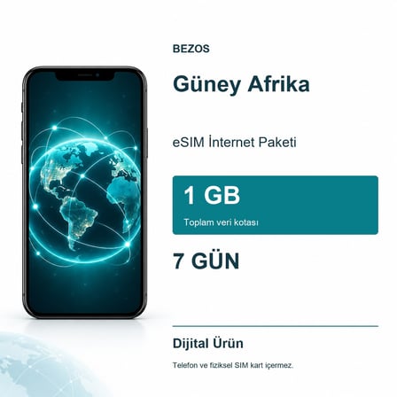 Güney Afrika eSIM İnternet Paketi 1 GB 7 Gün