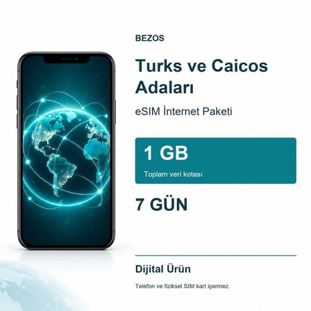 Turks ve Caicos Adaları eSIM İnternet Paketi 1 GB 7 Gün