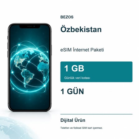 Özbekistan eSIM İnternet Paketi Günlük 1 GB 1 Gün
