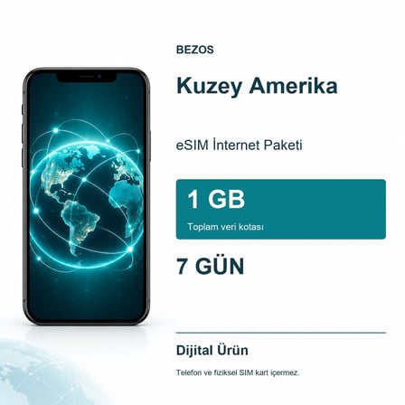 Kuzey Amerika eSIM İnternet Paketi 1 GB 7 Gün