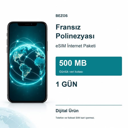 Fransız Polinezyası eSIM İnternet Paketi Günlük 500 MB 1 Gün
