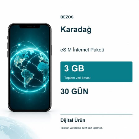 Karadağ eSIM İnternet Paketi 3 GB 30 Gün