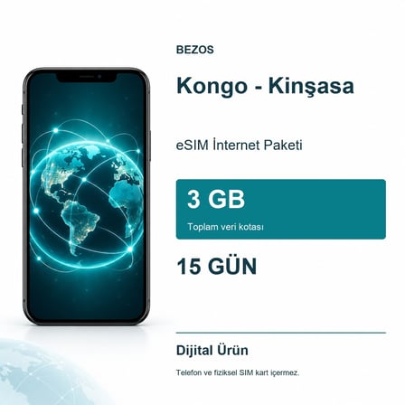 Kongo - Kinşasa eSIM İnternet Paketi 3 GB 15 Gün