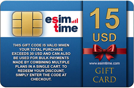 Esimtime 15 USD Dijital Hediye Kartı