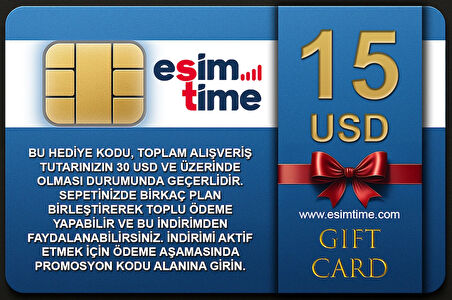 Esimtime 15 USD Dijital Hediye Kartı