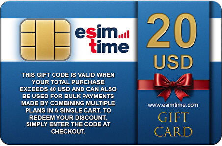 Esimtime 20 Usd Dijital Hediye Kartı