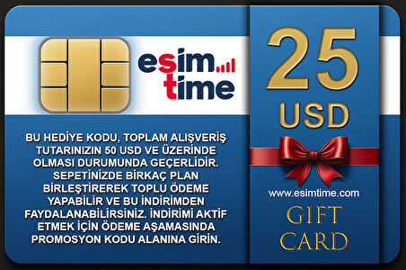Esimtime 25 Usd Dijital Hediye Kartı