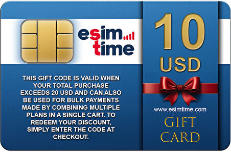 Esimtime 10 USD Dijital Hediye Kartı