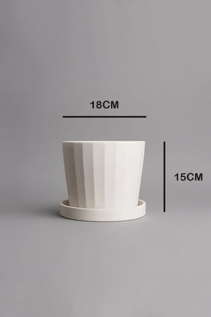Dekoratif Beton Saksı V-126-AÇİK KREM