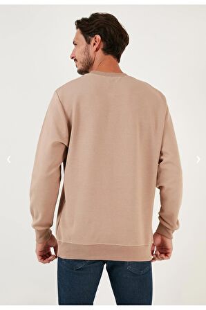 ERKEK PAMUKLU BİSİKLET YAKA ÜÇ İPLİK ŞARDONLU BASİC SWEAT