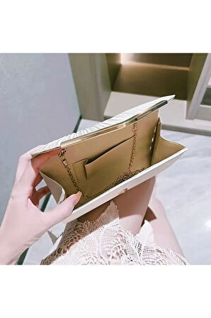 Kadınların Akşam Partisi için Çıkarılabilir Omuz Askılı Parıldayan Pürüzsüz Kavisli Crossbody Çanta