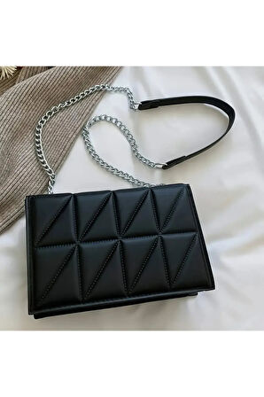 Kadınlar İçin Kapitone Crossbody Çanta, Moda Zincir Omuz Çantası, Minimalist Kare Çanta