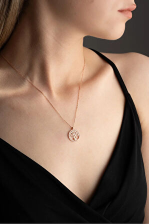 925 Ayar Gümüş Işıklı Kutuda Hayat Ağacı Model Kolye