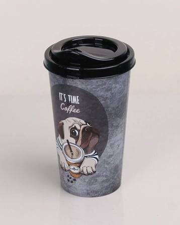 4 Adet Kahve Bardağı Kapaklı Desenli 650ml