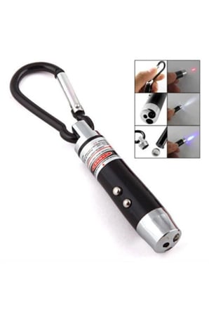 El Feneri Anahtarlık Işıklı Anahtarlık 3 Fonksyonlu Lazer Led Fener