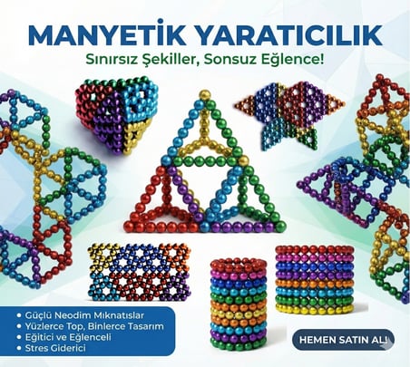 Sihirli Manyetik Toplar Dyum Mıknatıs Küp Bilye 216 Adet Cube Küp Dymium