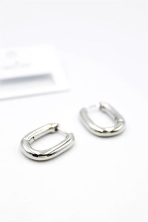 Oval Halka Küpe - Gümüş