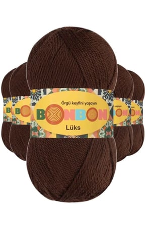 5 Adet Lüks Patik İpi Yünü Kahve 98297 - bonbon mudanis