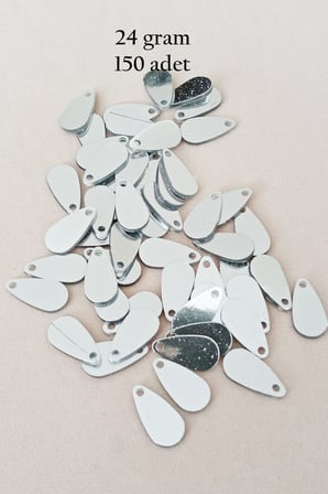 Oya Abiye Bileklik Kolye Pleksi Metalik Plastik Pul Gümüş Renk 24 gram 150 adet - BNC591