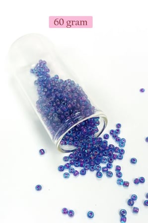 Dökme Cam Kum Boncuk (8/0) 3 mm - 60 Gram - Şeffaf Mavi - BNC190