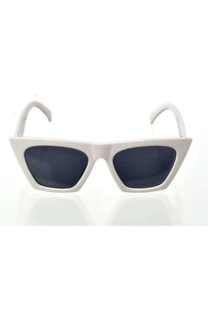 Beyaz Çerçeve Cat Eye Kadın Güneş Gözlüğü - Moda Gözlük