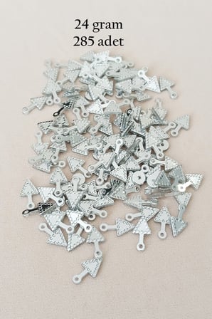 Oya Abiye Bileklik Kolye Pleksi Metalik Plastik Pul Gümüş Renk 24 gram 285 adet - BNC565