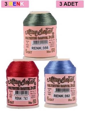 3 Adet Altınbaşak Oya ve Dantel İpi 20 gr - Royaleks - No: 763 - 392 - 356