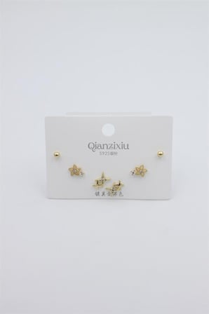 Çoklu Set Küpe - Altın